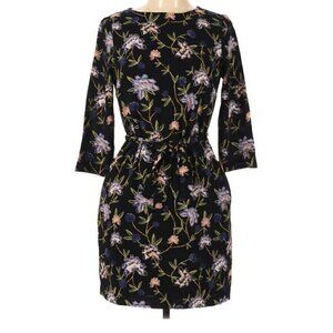 H & M Sz 8 Blue Floral Casual Dress 3/4‎ Sleeve